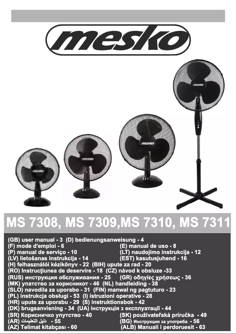 Page 1 de la notice Manuel utilisateur Mesko MS 7308