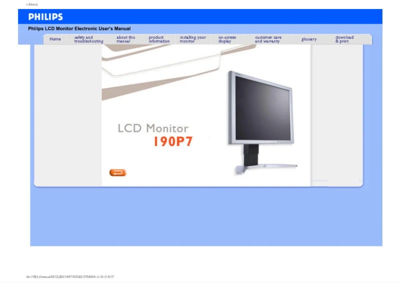 Image de la première page du manuel de l'appareil Brilliance 190P7EG