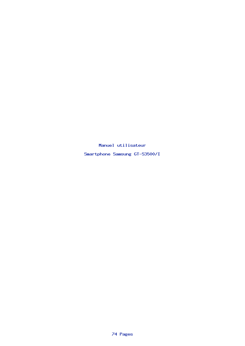 Page 1 de la notice Manuel utilisateur Samsung GT-S3500/I