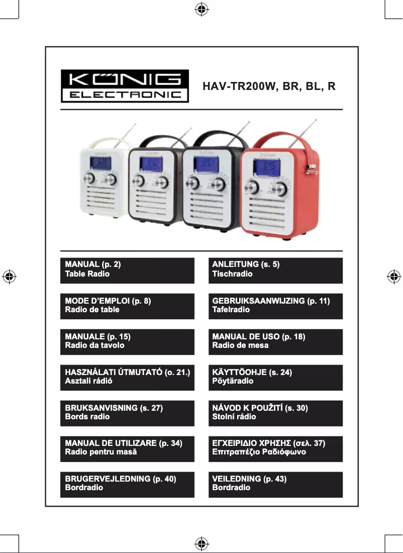 Page 1 de la notice Manuel utilisateur Konig HAV-TR200BL