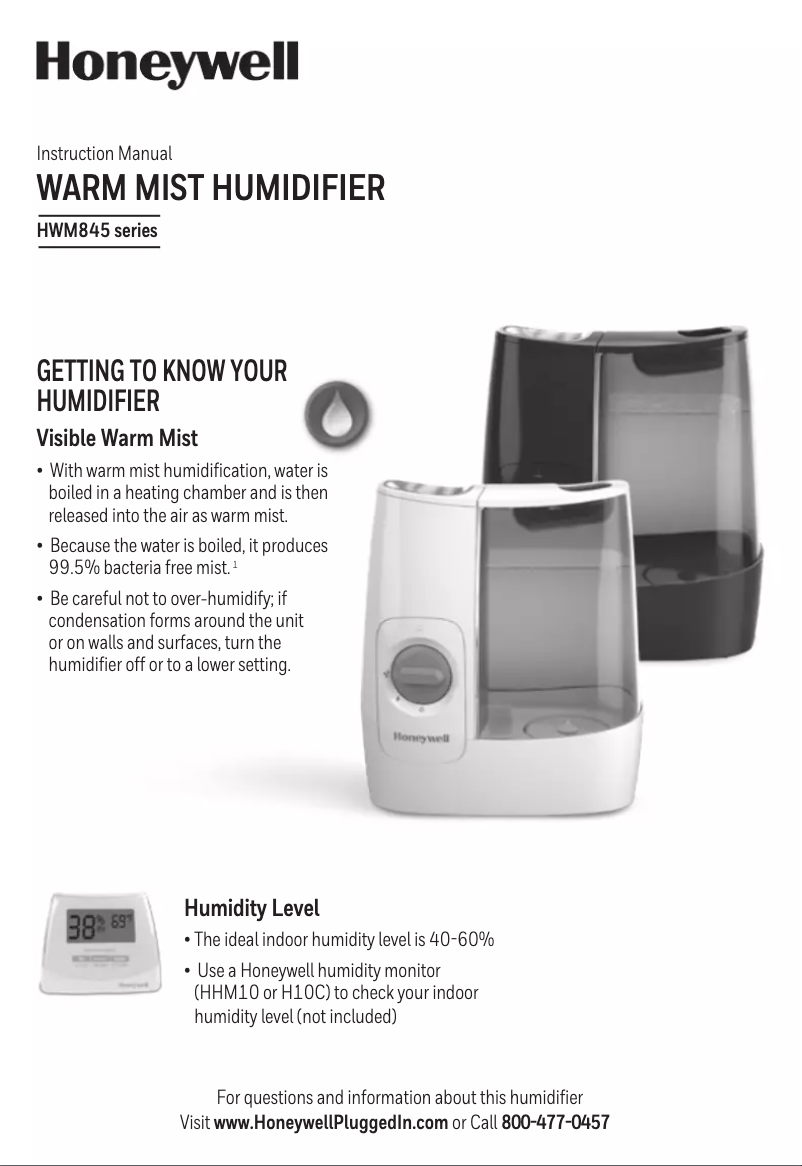 Page 1 de la notice Manuel utilisateur Honeywell HWM845W