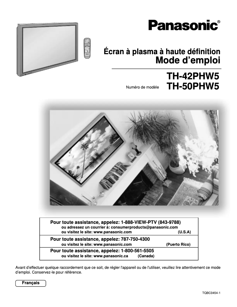 Page 1 de la notice Manuel utilisateur Panasonic TH-42PHW5UZ