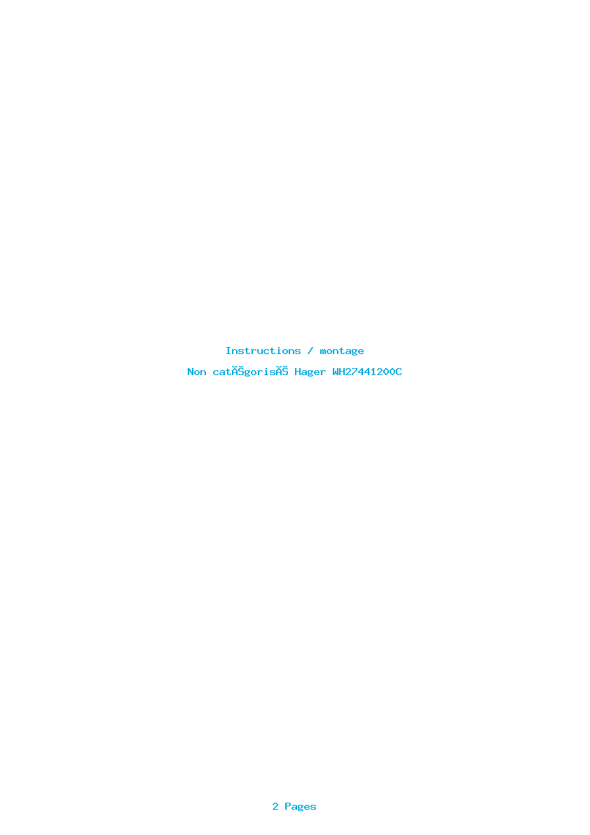 Page 1 de la notice Instructions / montage Hager WH27441200C