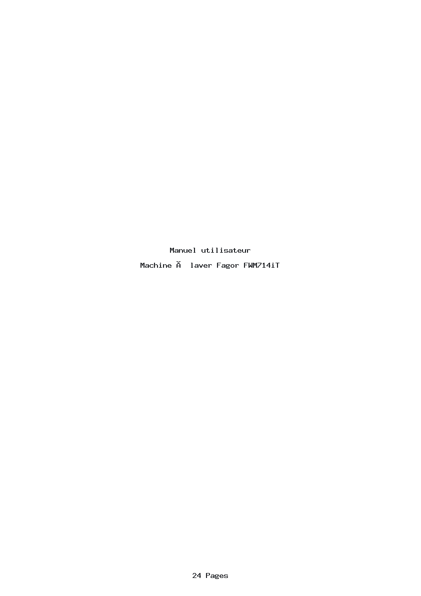 Page 1 de la notice Manuel utilisateur Fagor FWM714iT