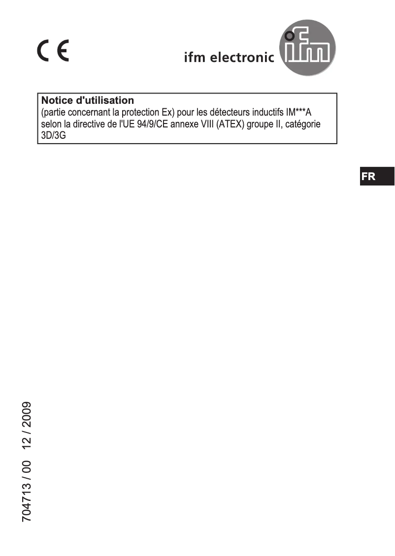 Page 1 de la notice Manuel utilisateur IFM IM504A