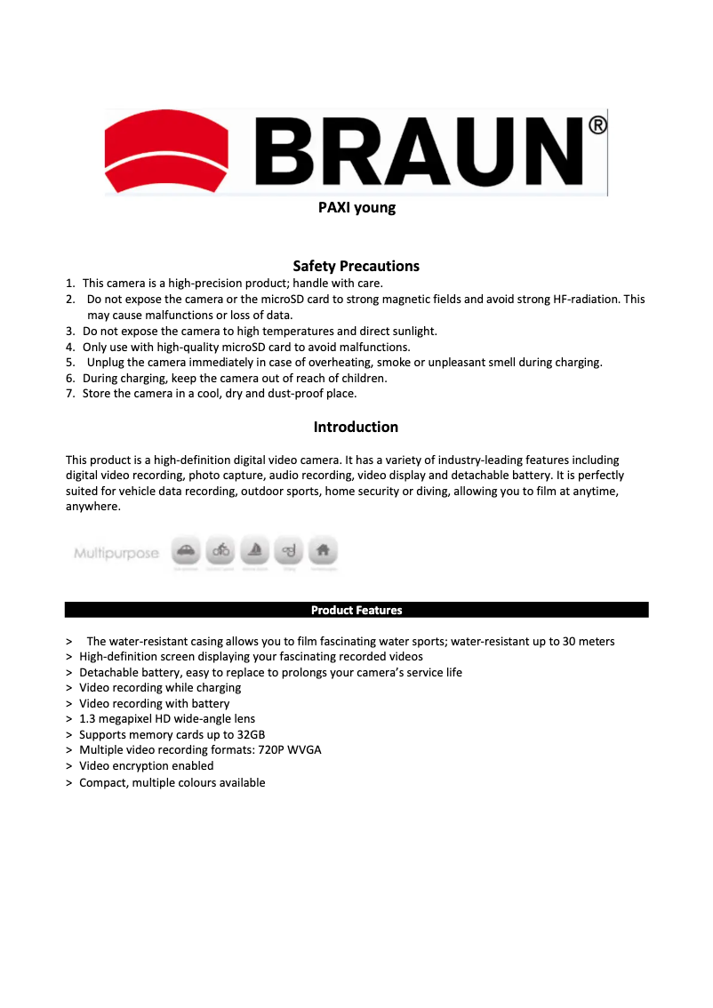 Page 1 de la notice Manuel utilisateur Braun PAXI young