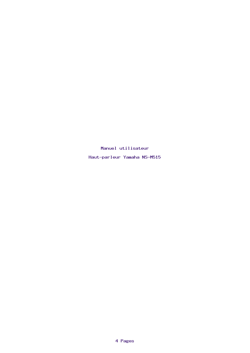 Page 1 de la notice Manuel utilisateur Yamaha NS-M515