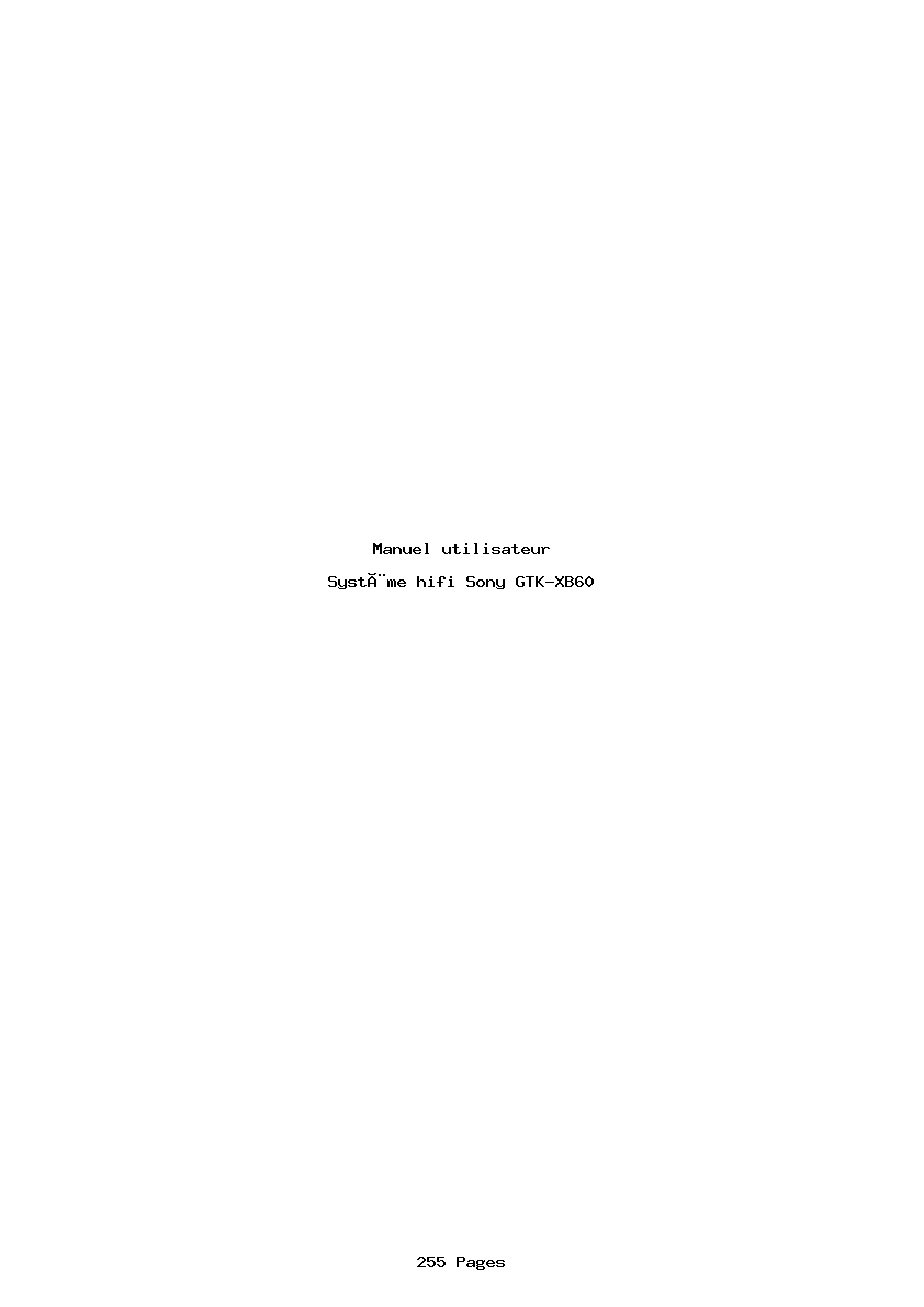 Page 1 de la notice Manuel utilisateur Sony GTK-XB60