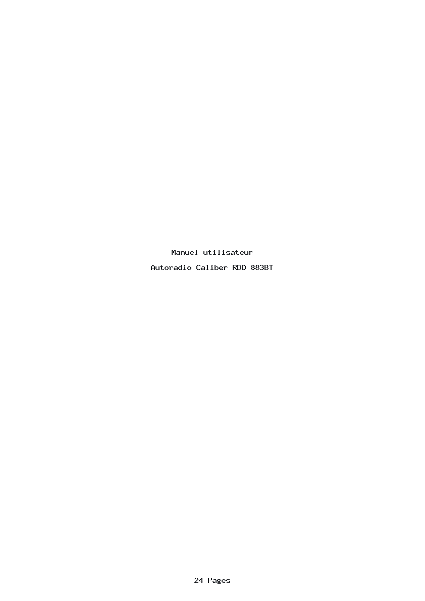 Page 1 de la notice Manuel utilisateur Caliber RDD 883BT