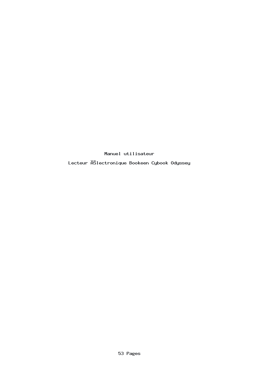 Page 1 de la notice Manuel utilisateur Bookeen Cybook Odyssey