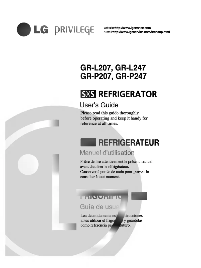 Page 1 de la notice Manuel utilisateur LG GR-L247TR