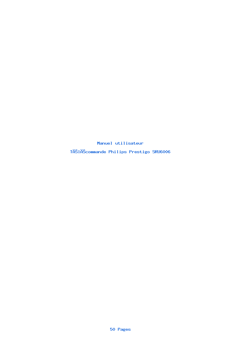 Page 1 de la notice Manuel utilisateur Philips Prestigo SRU6006