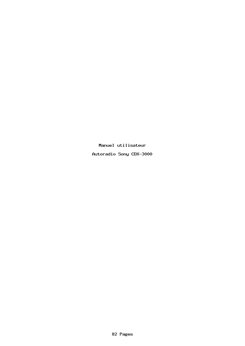Page 1 de la notice Manuel utilisateur Sony CDX-3000