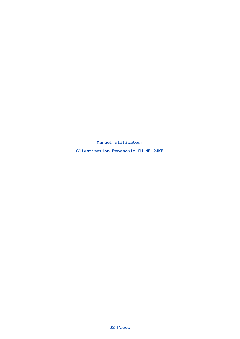 Page 1 de la notice Manuel utilisateur Panasonic CU-NE12JKE