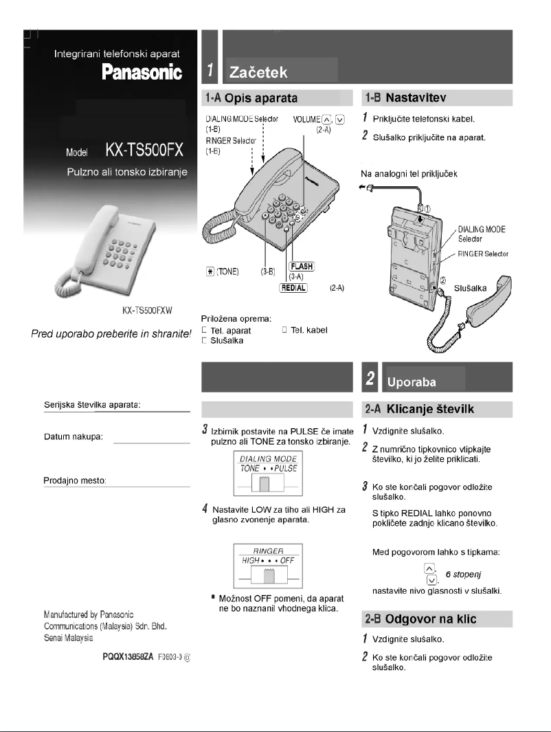 Página 1 del manual Manual de usuario Panasonic KX-TS500FXC