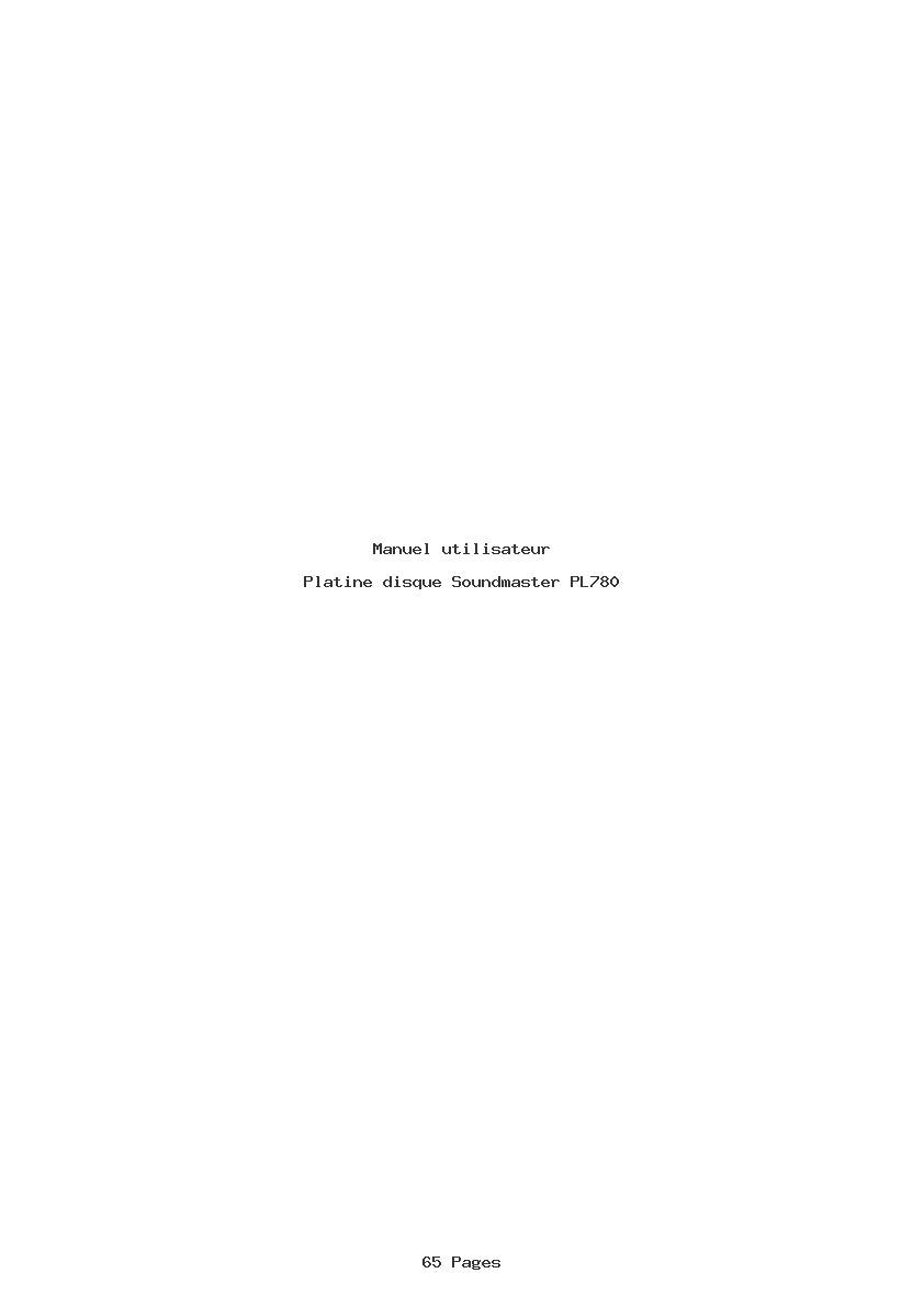 Page 1 de la notice Manuel utilisateur Soundmaster PL780