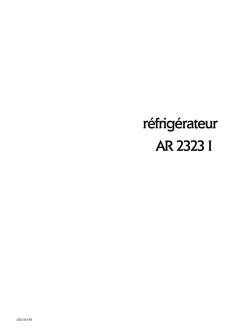 Página 1 del manual Manual de usuario Arthur Martin-Electrolux AR2323I1