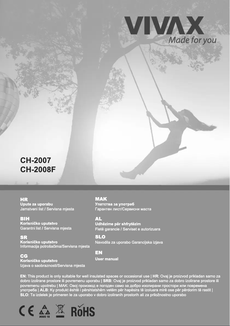 Page 1 de la notice Manuel utilisateur Vivax CH-2007