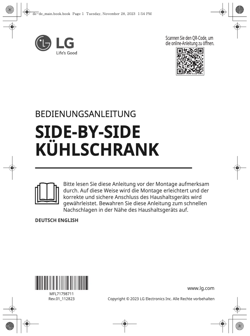 Page 1 of the manual User Manual LG GSLV71PZRC