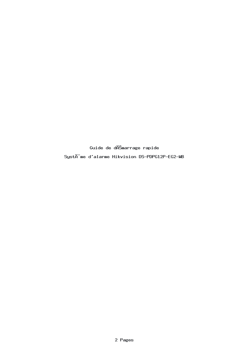 Page 1 de la notice Guide de démarrage rapide Hikvision DS-PDPG12P-EG2-WB