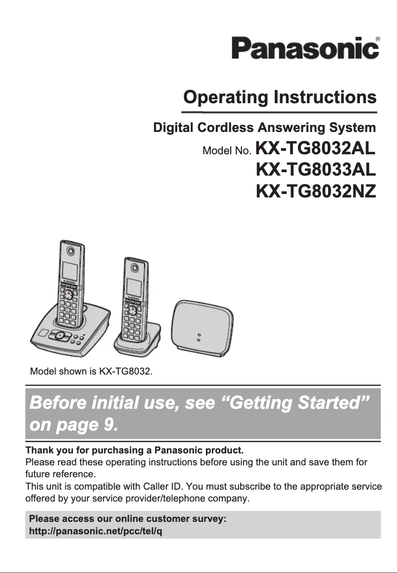 Imagen de la primera página del manual del dispositivo KX-TG8032