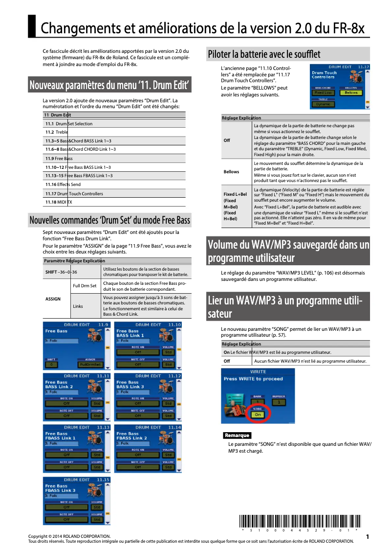 Page 1 of the manual User Manual Roland FR-8XB