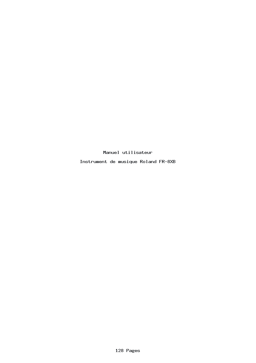 Page 1 de la notice Manuel utilisateur Roland FR-8XB