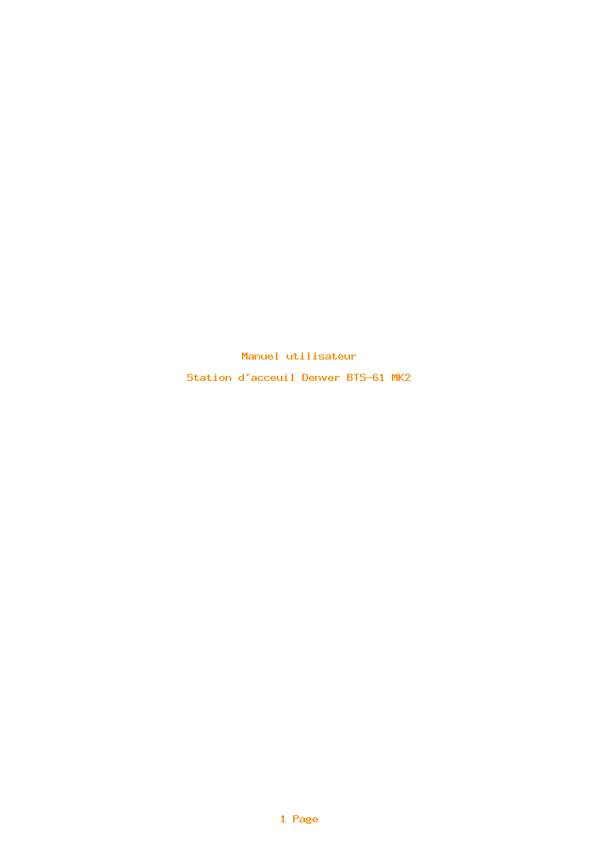 Page 1 de la notice Manuel utilisateur Denver BTS-61 MK2