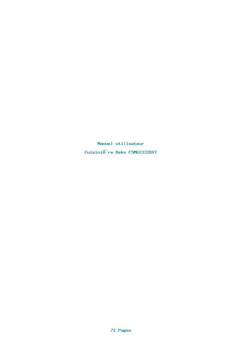Page 1 de la notice Manuel utilisateur Beko FSM62332DXT