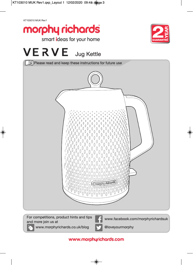 Page 1 de la notice Manuel utilisateur Morphy Richards Accents 103012