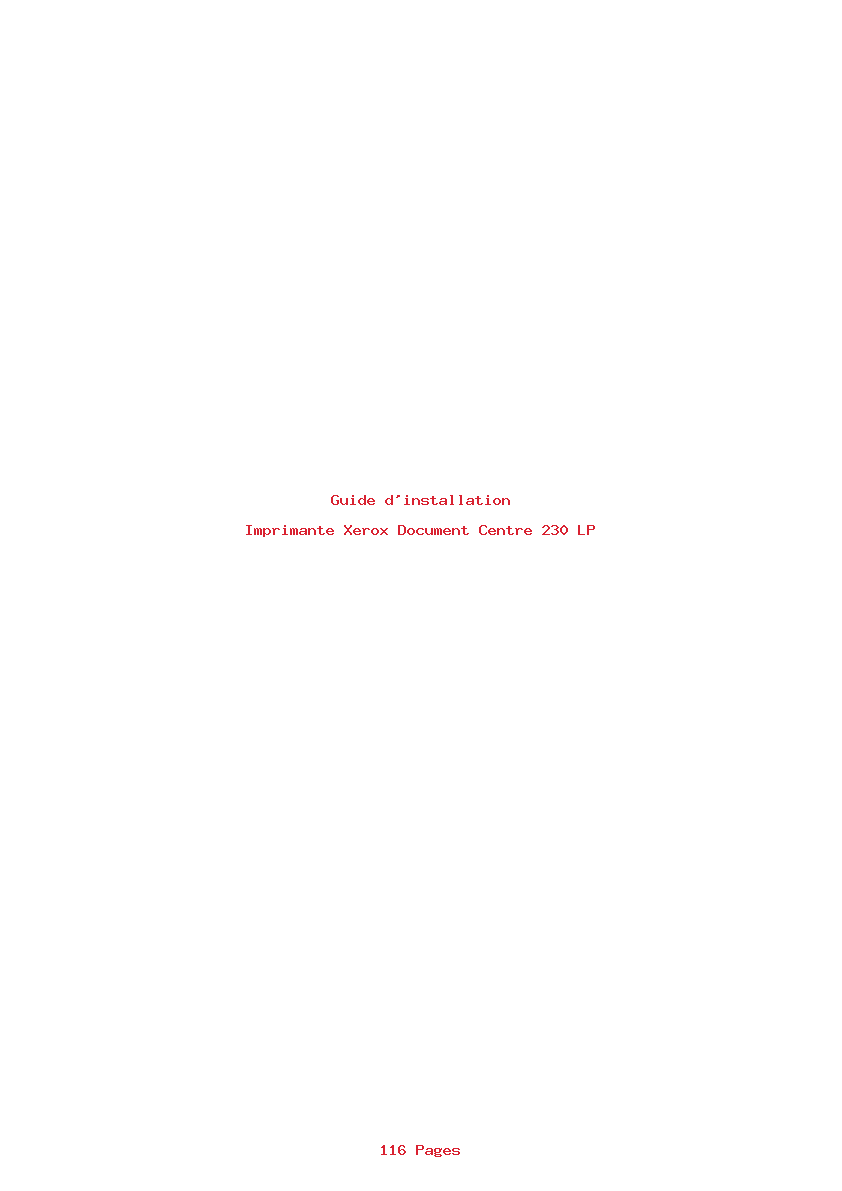 Page 1 de la notice Guide d'installation Xerox Document Centre 230 LP