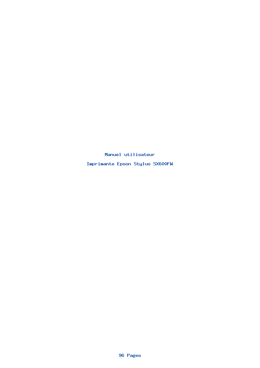 Page 1 de la notice Manuel utilisateur Epson Stylus SX600FW