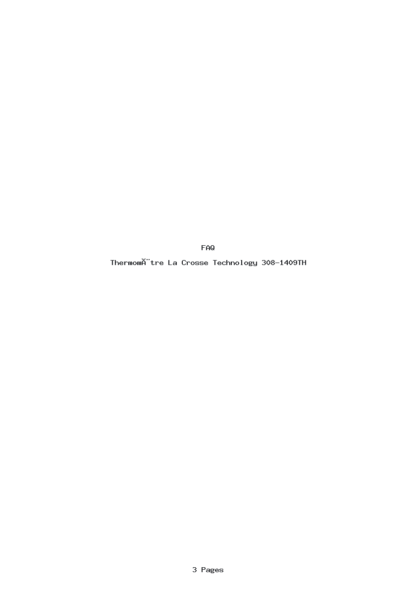 Page 1 de la notice FAQ La Crosse Technology 308-1409TH