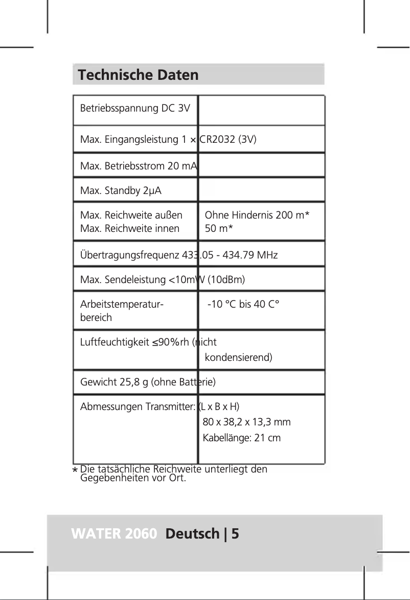 Página 1 del manual Manual de usuario Burg Wächter Water 2060