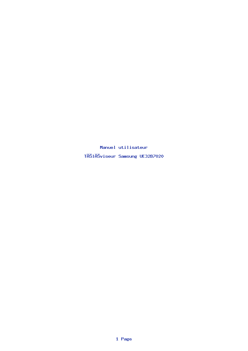 Page 1 de la notice Manuel utilisateur Samsung UE32B7020