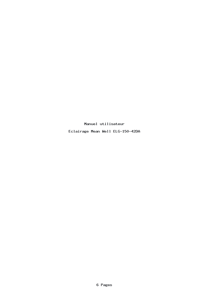 Page 1 de la notice Manuel utilisateur Mean Well ELG-150-42DA