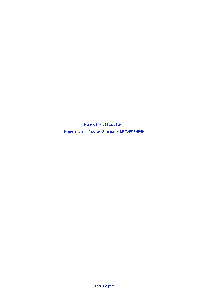 Page 1 de la notice Manuel utilisateur Samsung WF70F5E4P4W