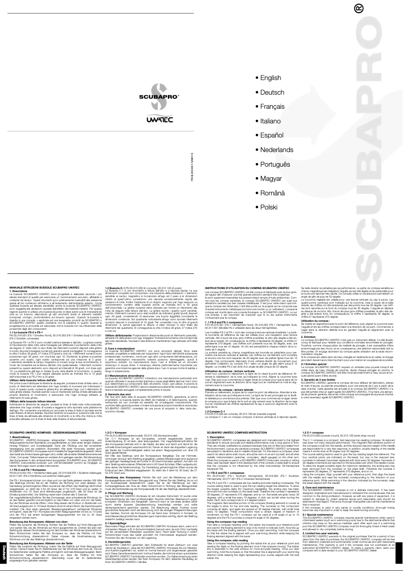 Page 1 de la notice Manuel utilisateur Uwatec FS-2