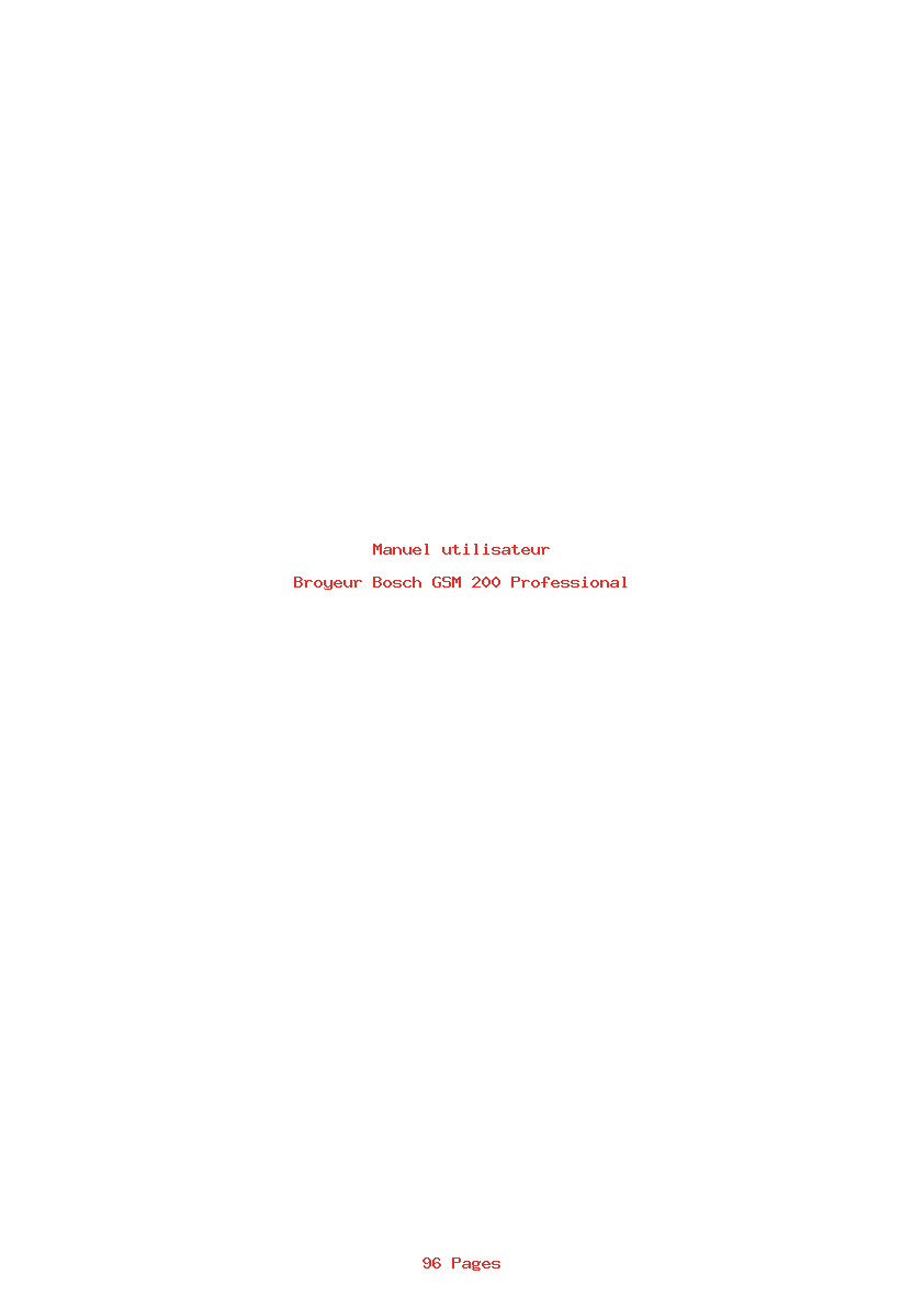 Page 1 de la notice Manuel utilisateur Bosch GSM 200 Professional