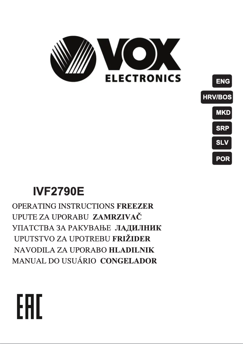 Page 1 de la notice Manuel utilisateur VOX IVF 2790 E