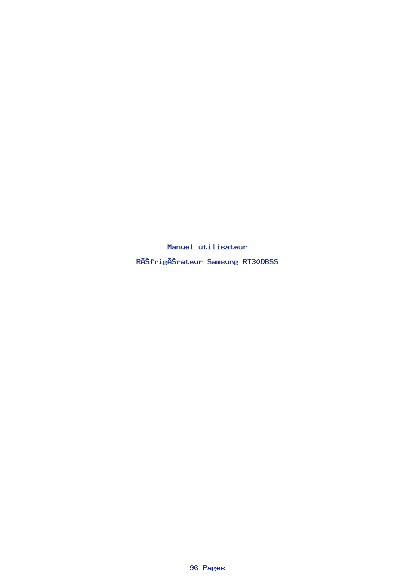 Page 1 de la notice Manuel utilisateur Samsung RT30DBSS