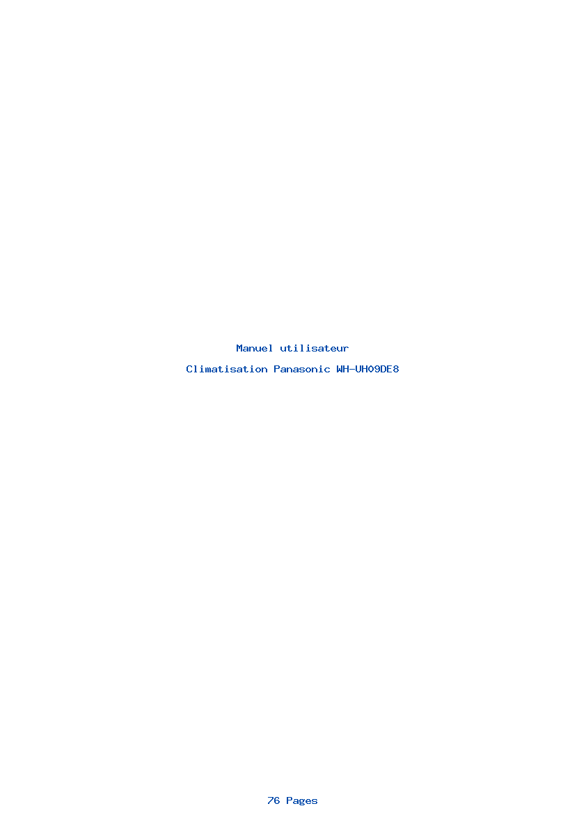 Page 1 de la notice Manuel utilisateur Panasonic WH-UH09DE8