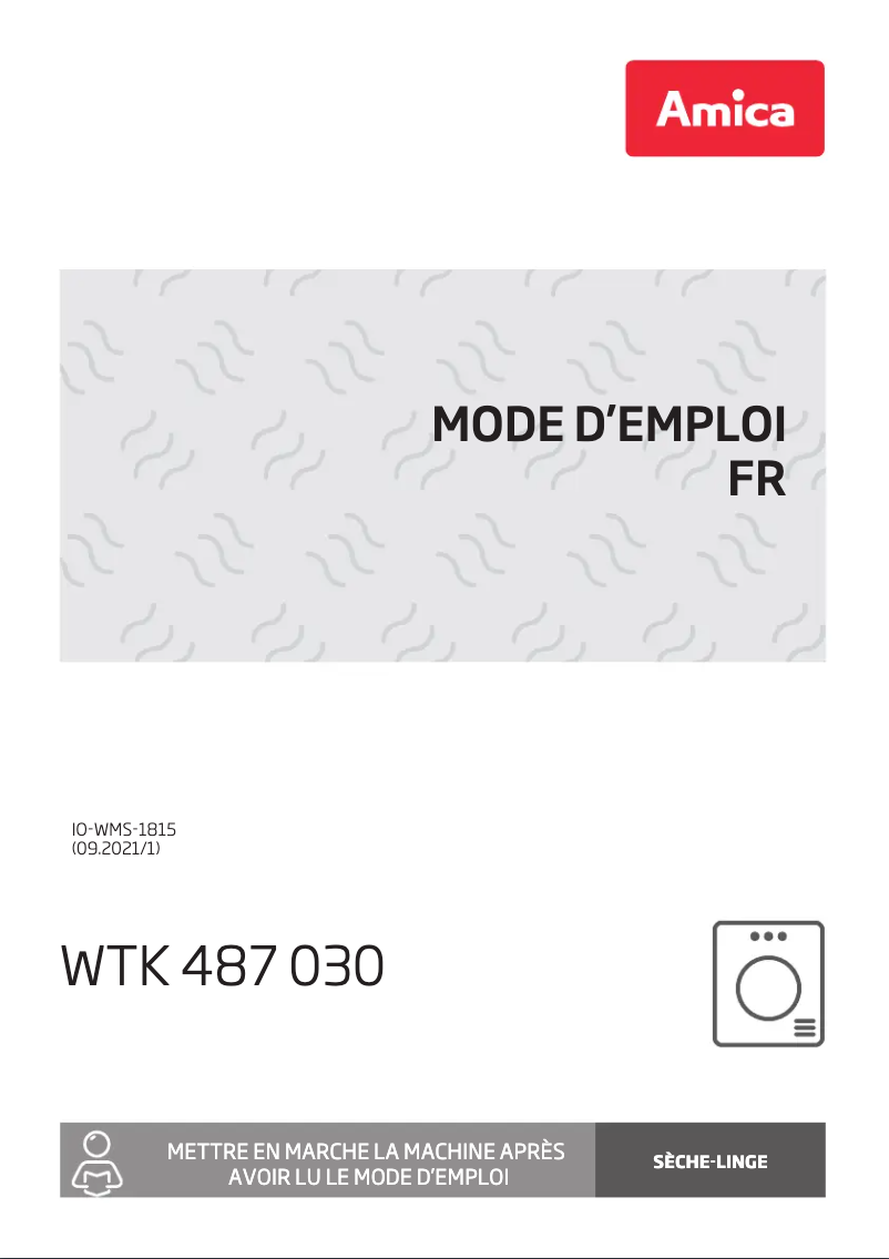 Page 1 of the manual User Manual Amica WTK 487 030