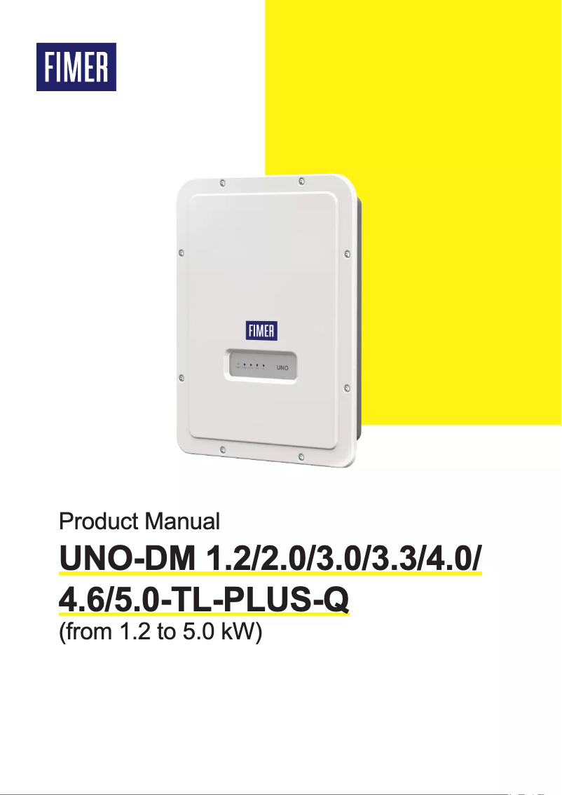 Page 1 de la notice Manuel utilisateur FIMER UNO-DM-3.0-TL-PLUS-Q