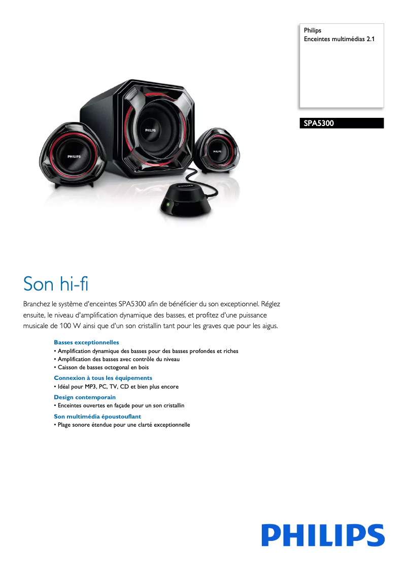 Página 1 del manual Ficha técnica Philips SPA5300