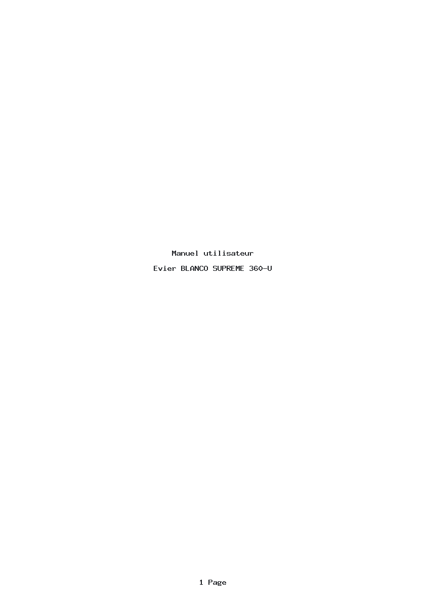 Page 1 de la notice Manuel utilisateur BLANCO SUPREME 360-U