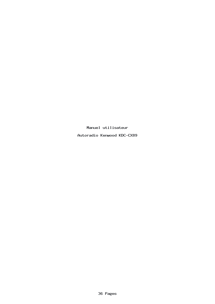 Page 1 de la notice Manuel utilisateur Kenwood KDC-CX89