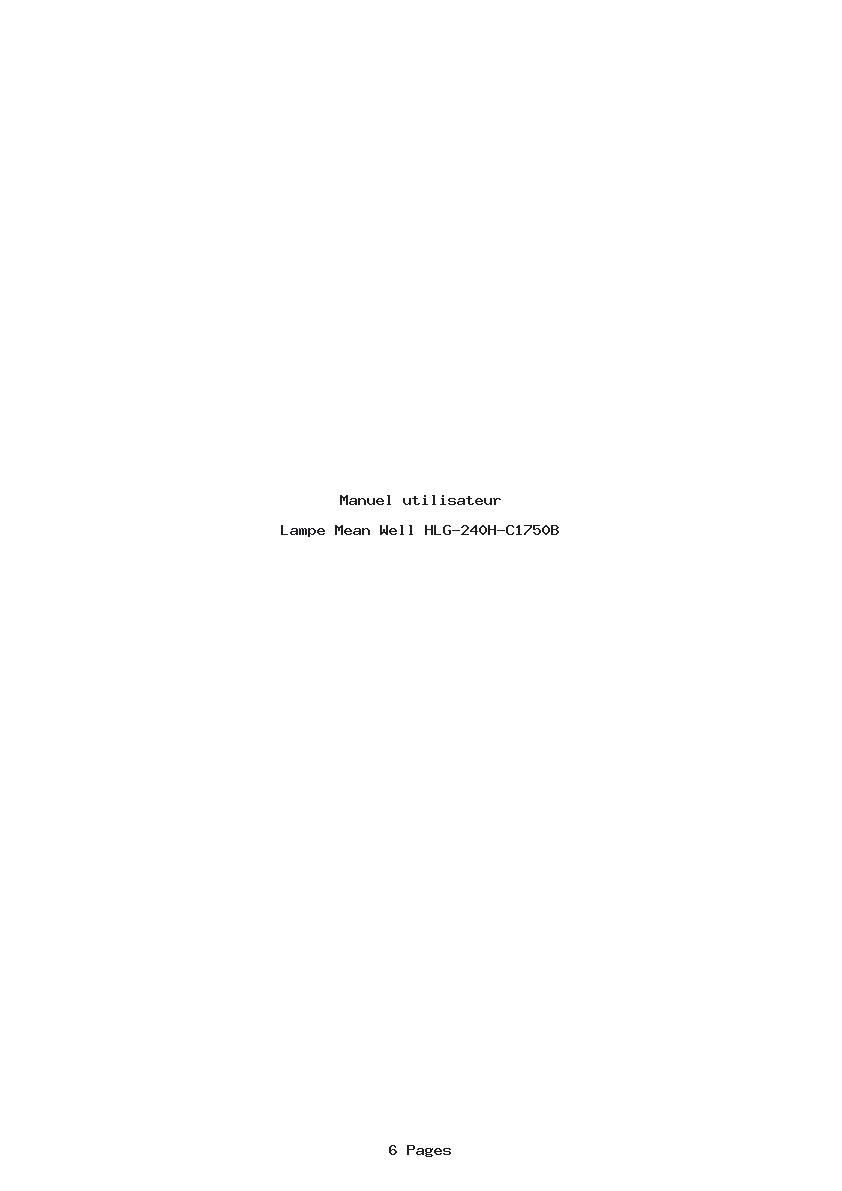 Page 1 de la notice Manuel utilisateur Mean Well HLG-240H-C1750B
