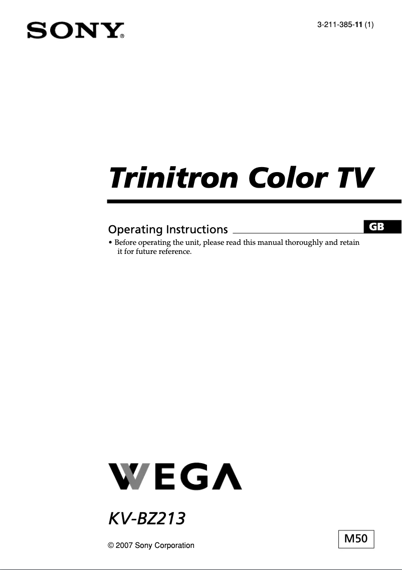 Page 1 de la notice Manuel utilisateur Sony Trinitron KV-BZ213M50