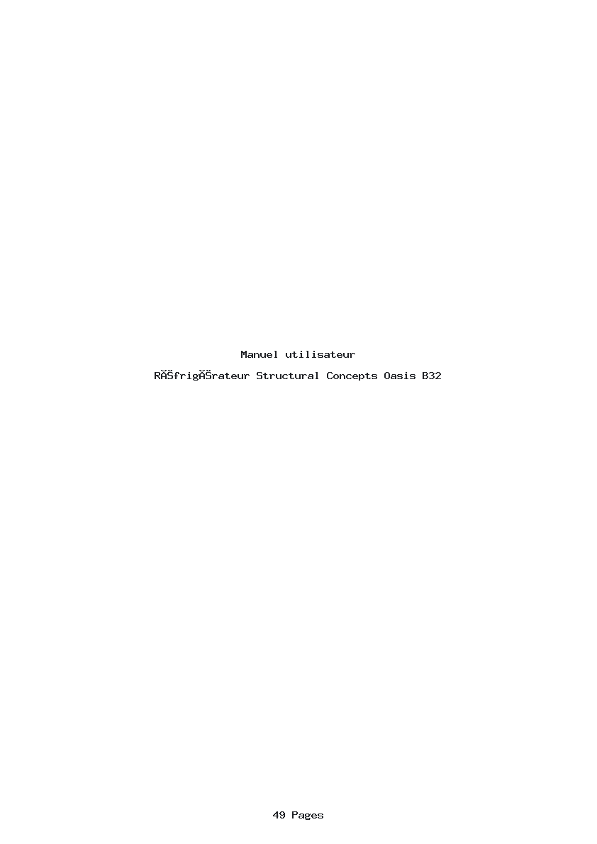 Page 1 de la notice Manuel utilisateur Structural Concepts Oasis B32